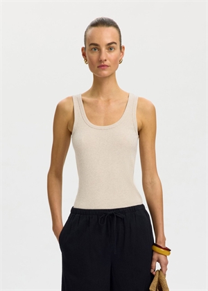 Anna u-neck tank Oatmeal Melange Selected Femme